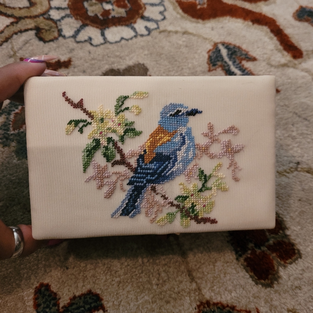 Fetch needlepoint jewelry box